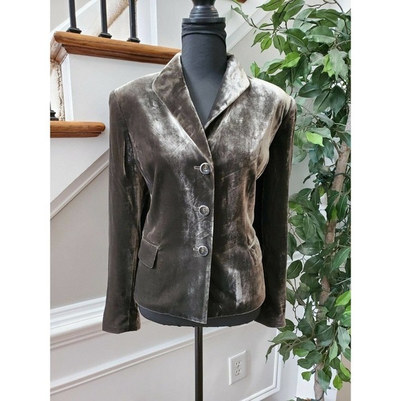 Kasper Petite Women's Green Rayon Long Sleeve Three Buttons Fitted Blazer - Picture 10 of 10